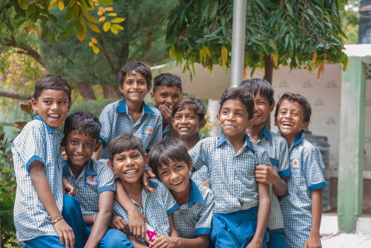 School students in uniform standing together